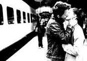 kissing before getting on a train
