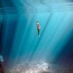 man under water